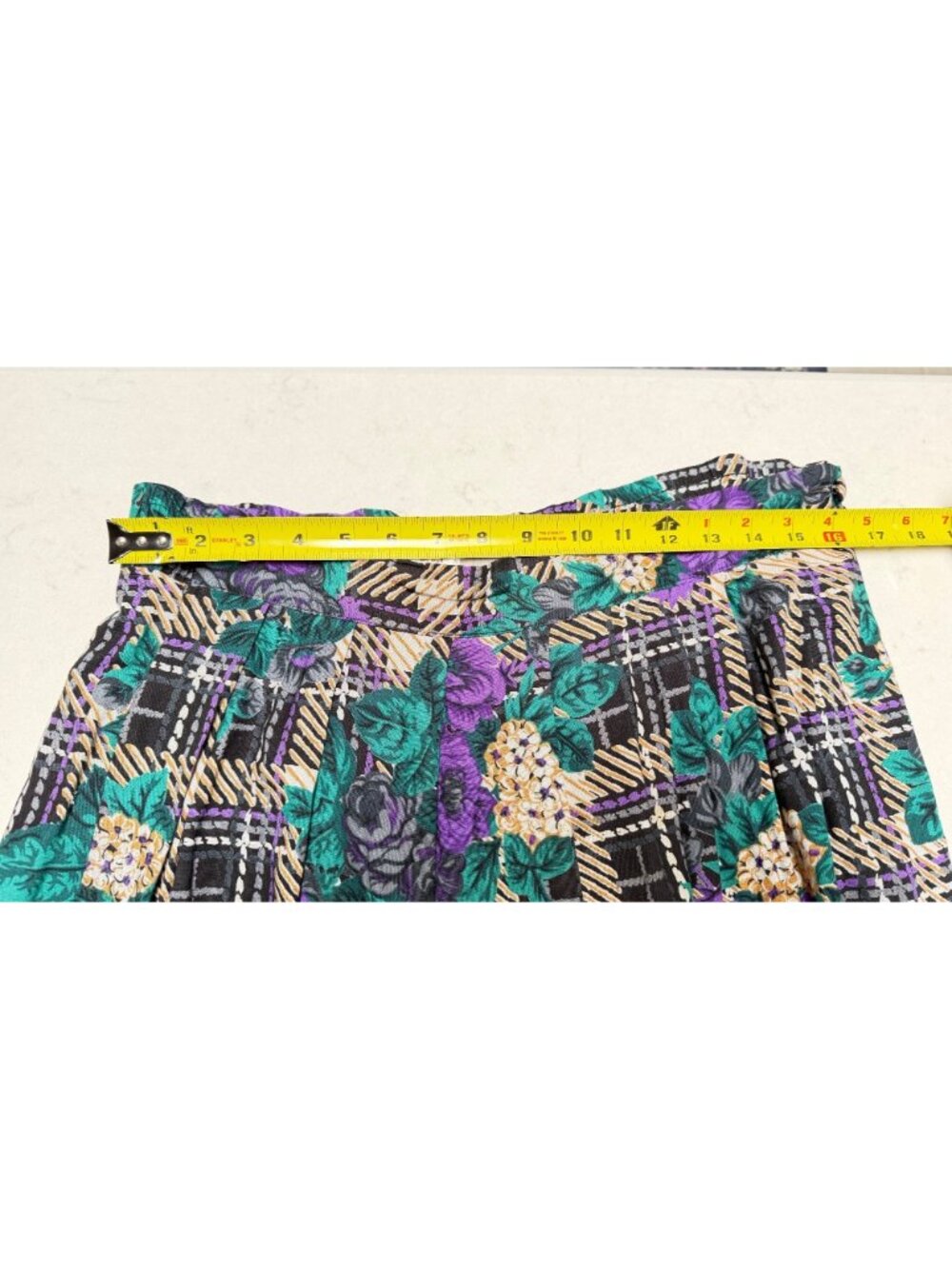 Worthington Rayon Pleated Skirt – Plaid & Floral Print Midi Size 14 - Picture 4 of 6
